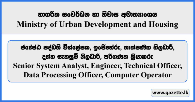 Senior System Analyst Technical Officer Computer Operator Ministry