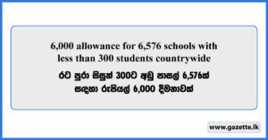 6,000 allowance for 6,576 schools with less than 300 students countrywide