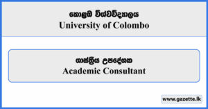 Academic Consultant - University of Colombo Vacancies 2024