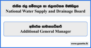 Additional General Manager - National Water Supply and Drainage Board Vacancies 2024