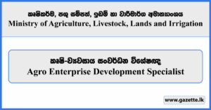 Agro Enterprise Development Specialist - Ministry of Agriculture, Livestock, Lands and Irrigation Vacancies 2025