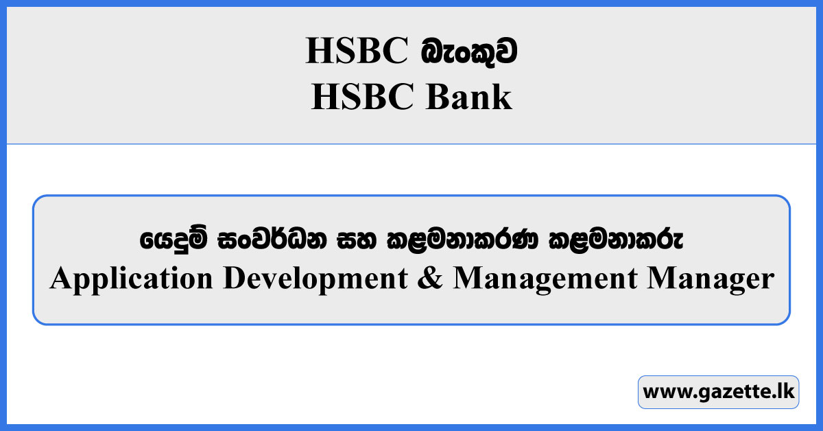 Application Development & Management Manager - HSBC Bank Vacancies 2024