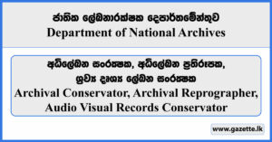 Archival Conservator, Audio Visual Records Conservator, Archival Reprographer - Department of National Archives Vacancies 2024