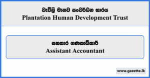 Assistant Accountant - Plantation Human Development Trust Vacancies 2024