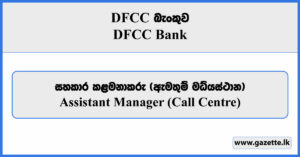 Assistant Manager (Call Centre) - DFCC Bank Vacancies 2024