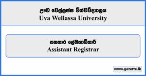 Assistant Registrar - Uva Wellassa University Vacancies 2025