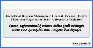 Bachelor of Business Management General (External) Degree - Third Year Registration 2024