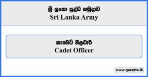 Cadet Officer - Sri Lanka Army Vacancies 2024