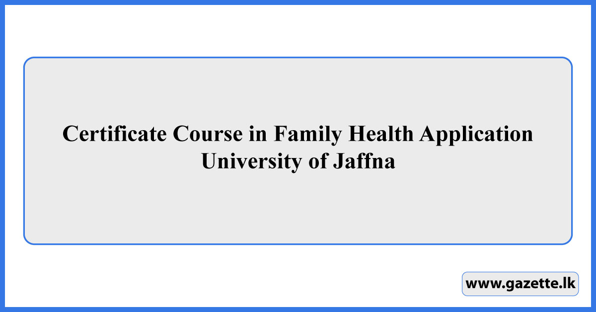 Certificate Course in Family Health 2025 Application