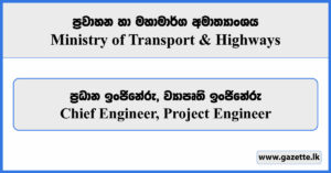 Chief Engineer, Project Engineer - Ministry of Transport & Highways Vacancies 2024