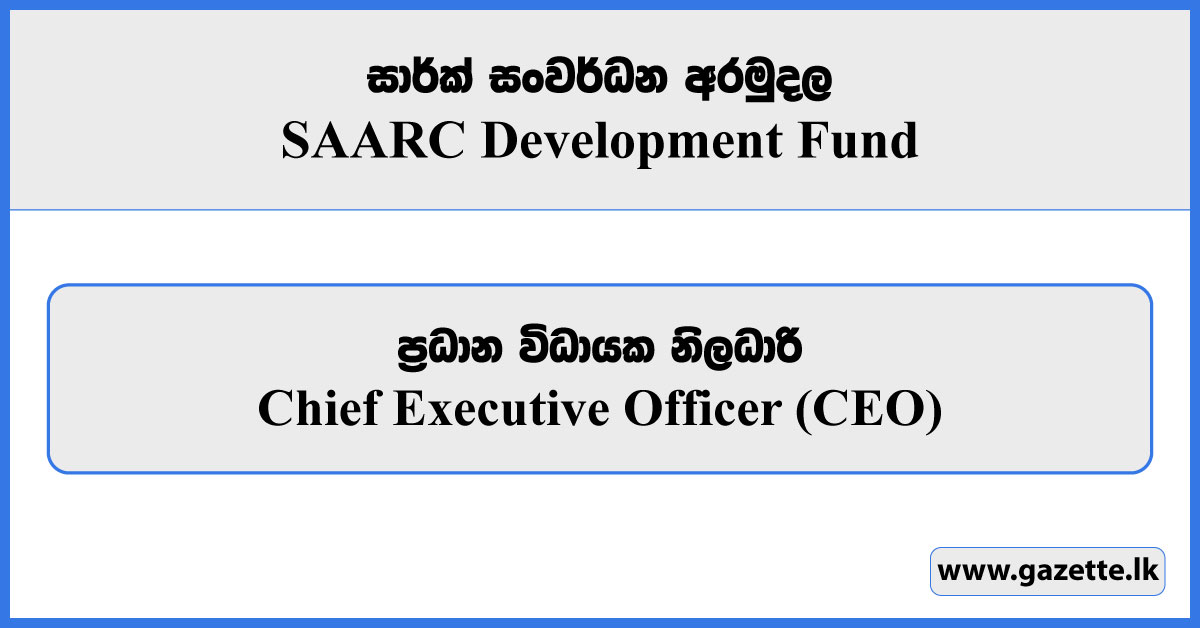 Chief Executive Officer - SAARC Development Fund Vacancies 2024