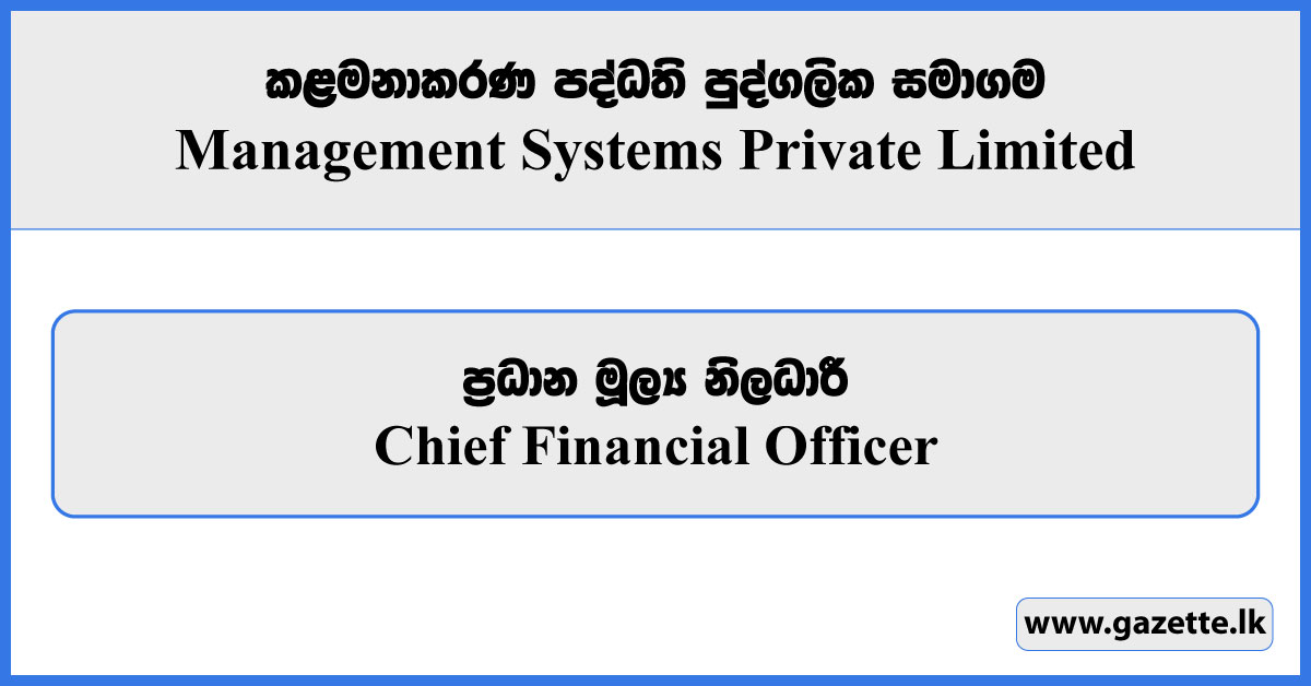 Chief Financial Officer - Management Systems Private Limited Vacancies 2025