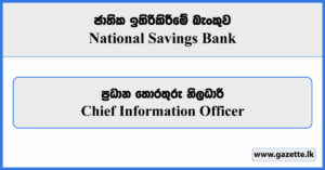 Chief Information Officer - National Savings Bank Vacancies 2024