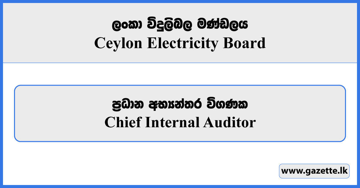 Chief Internal Auditor - Ceylon Electricity Board Vacancies 2025