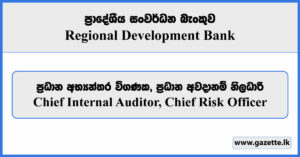 Chief Internal Auditor, Chief Risk Officer - Regional Development Bank Vacancies 2024