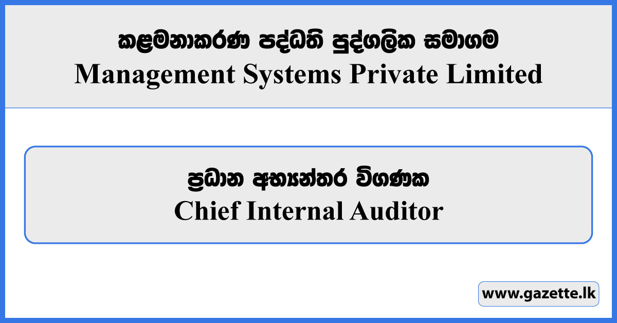Chief Internal Auditor - Management Systems Private Limited Vacancies 2024
