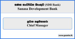 Chief Manager - Sanasa Development Bank Vacancies 2024