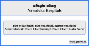 Senior Medical Officer, Chief Nursing Officer, Chief Theatre Nurse - Nawaloka Hospitals Vacancies 2024