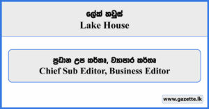 Chief Sub Editor, Business Editor - Lake House Vacancies 2024