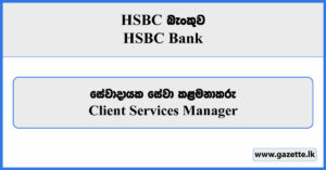 Client Services Manager - HSBC Bank Vacancies 2024