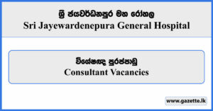 Consultant - Sri Jayewardenepura General Hospital Vacancies 2024