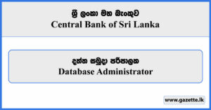 Database Administrator - Central Bank of Sri Lanka Vacancies 2025