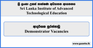 Demonstrator - Sri Lanka Institute of Advanced Technological Education (SLIATE) Vacancies 2024