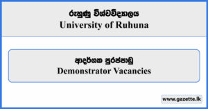 Demonstrator - University of Ruhuna Vacancies 2024