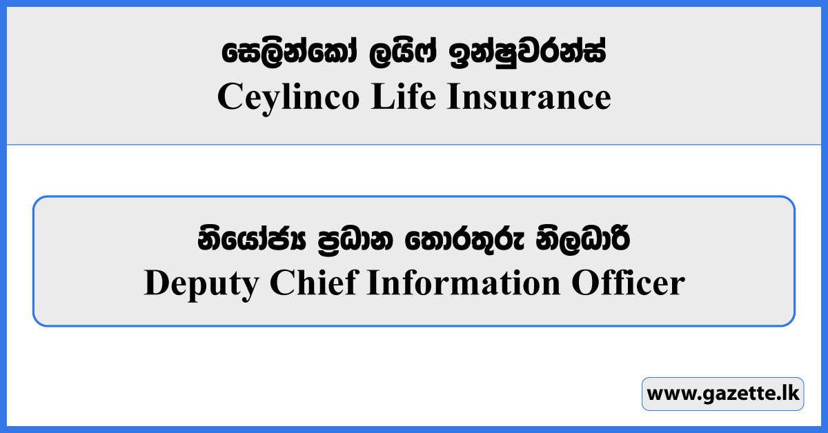 Deputy Chief Information Officer - Ceylinco Life Insurance Vacancies 2024