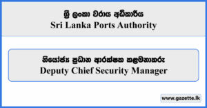 Deputy Chief Security Manager - Sri Lanka Ports Authority Vacancies 2024