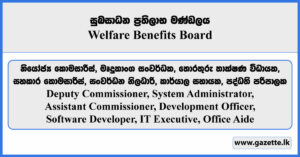 Deputy Commissioner, Assistant Commissioner, System Administrator, Software Developer, IT Executive, Development Officer, Office Aide - Welfare Benefits Board Vacancies 2024