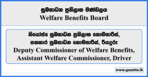 Deputy Commissioner of Welfare Benefits, Assistant Welfare Commissioner, Driver - Welfare Benefits Board Vacancies 2024