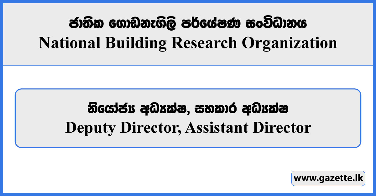 Deputy Director, Assistant Director - National Building Research Organisation Vacancies 2025