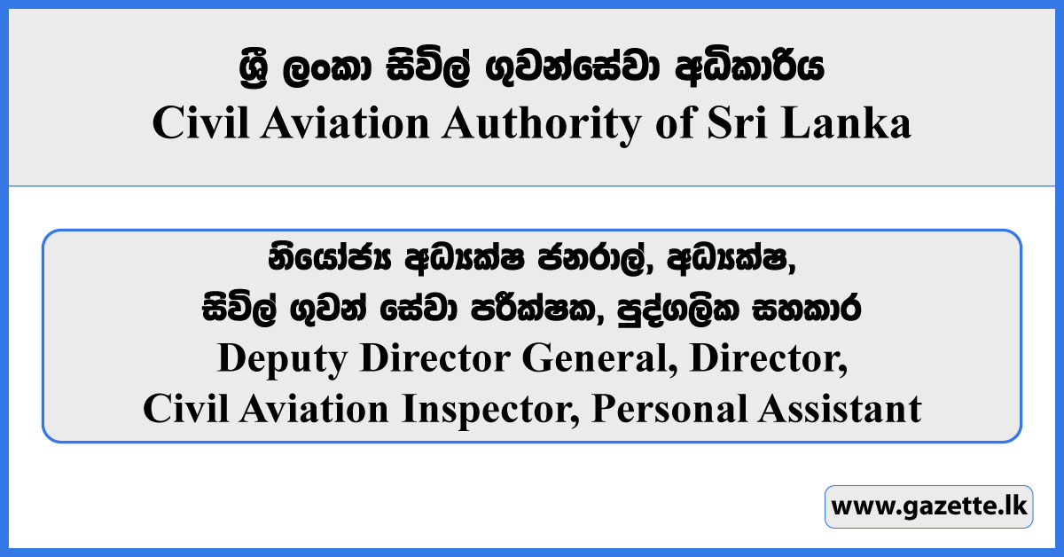 Deputy Director General, Director, Civil Aviation Inspector, Personal Assistant - Civil Aviation Authority Vacancies 2025