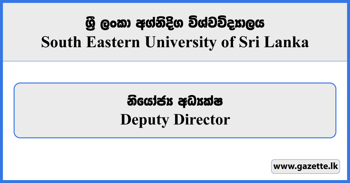 Deputy Director - South Eastern University of Sri Lanka Vacancies 2024