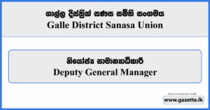Deputy General Manager - Galle District Sanasa Union Vacancies 2024