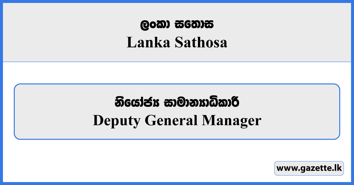 Deputy General Manager - Lanka Sathosa Vacancies 2025