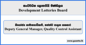 Deputy General Manager, Quality Control Assistant - Development Lotteries Board Vacancies 2025