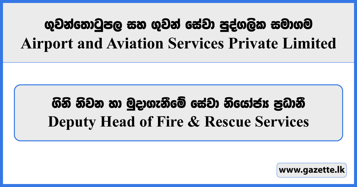 Deputy Head of Fire & Rescue Services - Airport & Aviation Services Private Limited Vacancies 2025