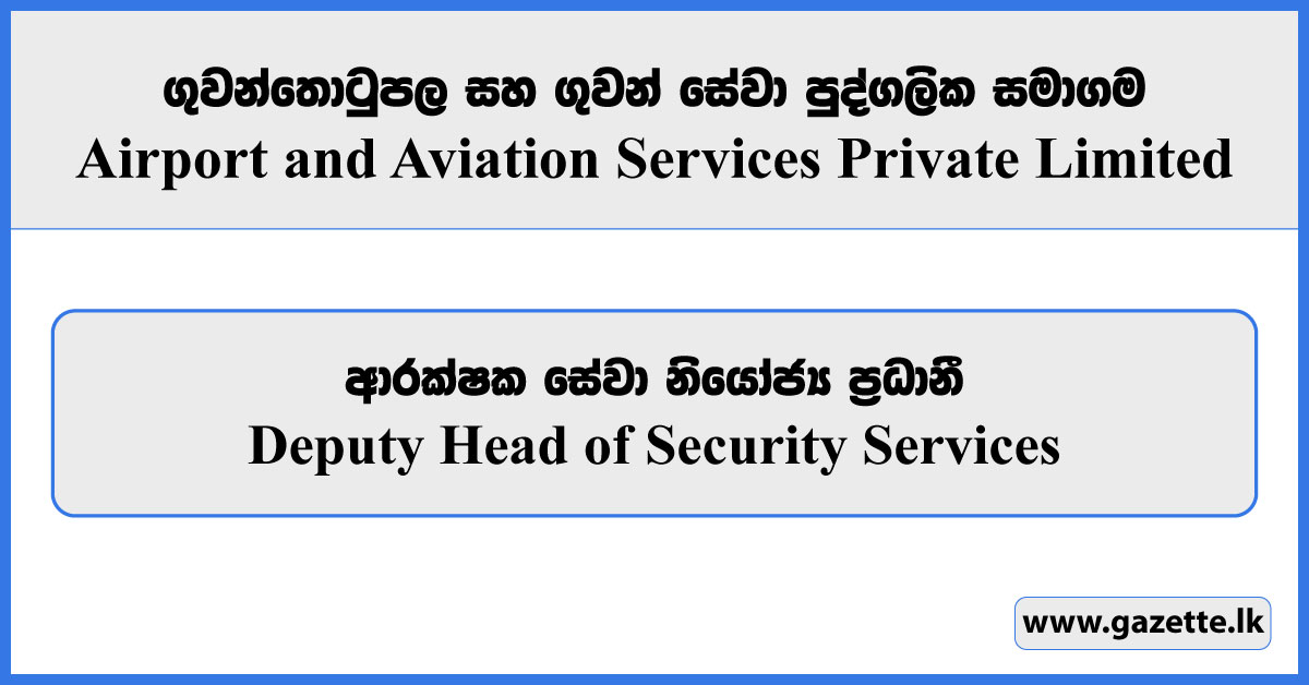 Deputy Head of Security Services - Airport & Aviation Services Private Limited Vacancies 2025