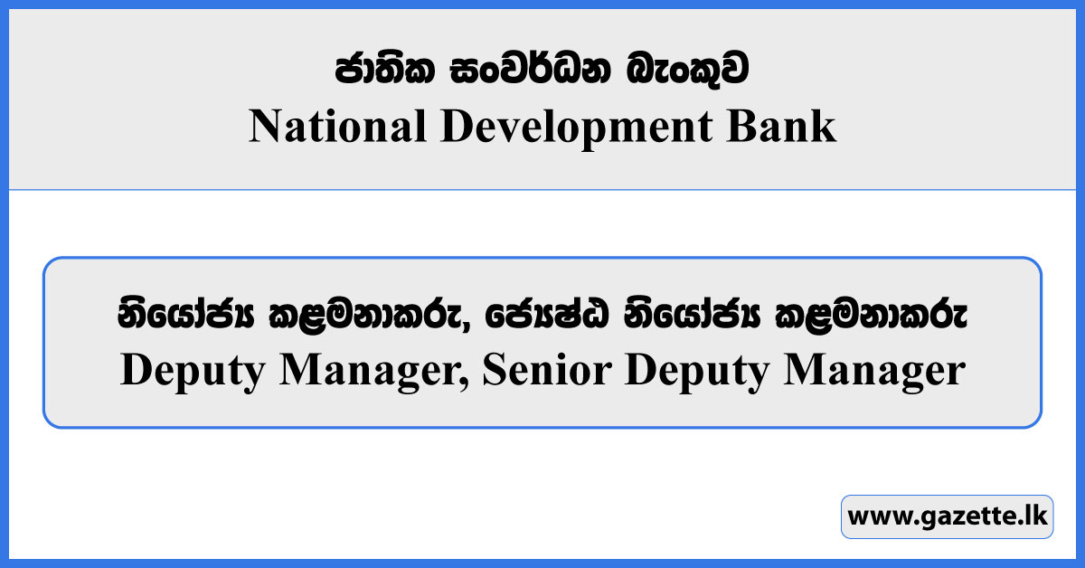 Deputy Manager, Senior Deputy Manager - National Development Bank Vacancies 2024