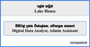Digital Data Analyst, Admin Assistant - Lake House Vacancies 2024