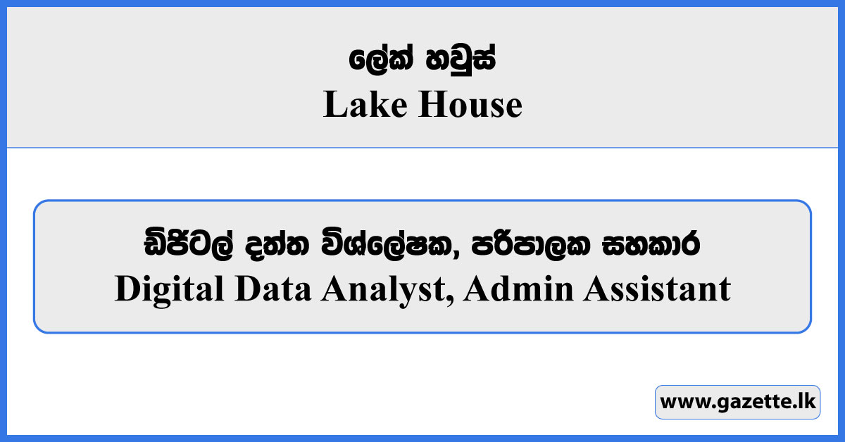 Digital Data Analyst, Admin Assistant - Lake House Vacancies 2024