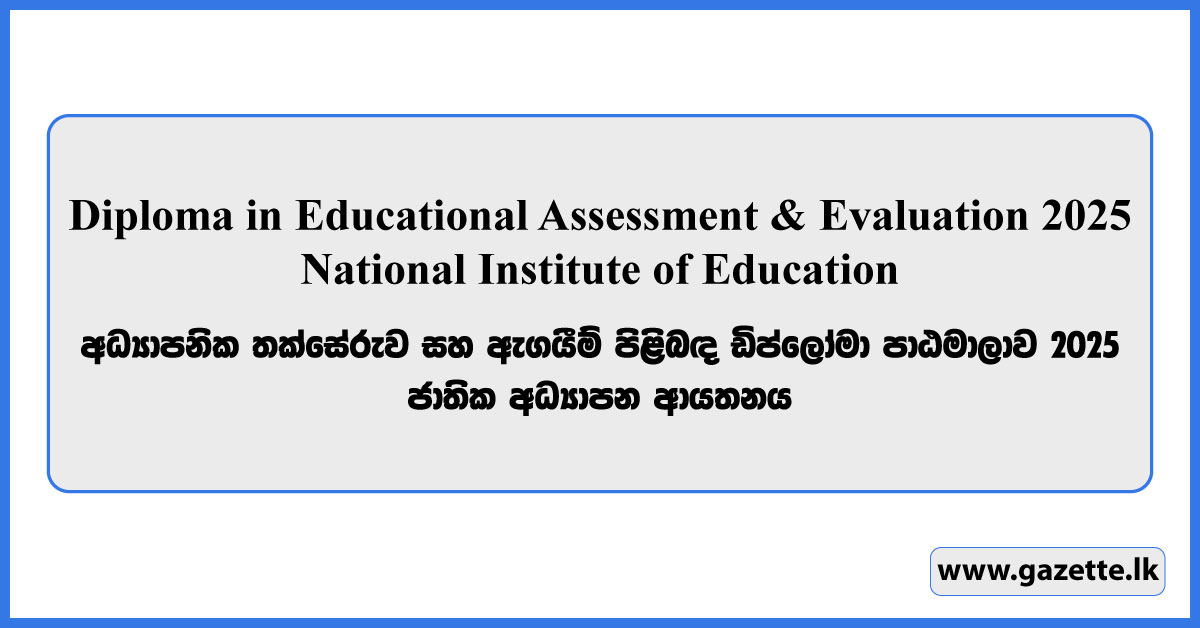 Diploma in Educational Assessment and Evaluation 2025