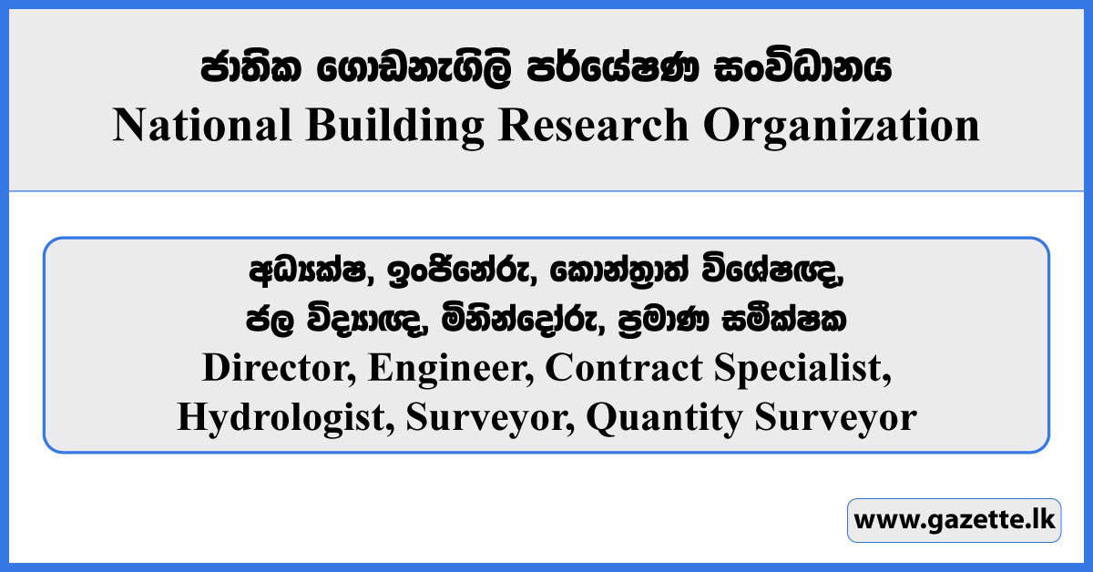 Director, Engineer, Contract Specialist, Hydrologist, Surveyor, Quantity Surveyor - National Building Research Organisation Vacancies 2025