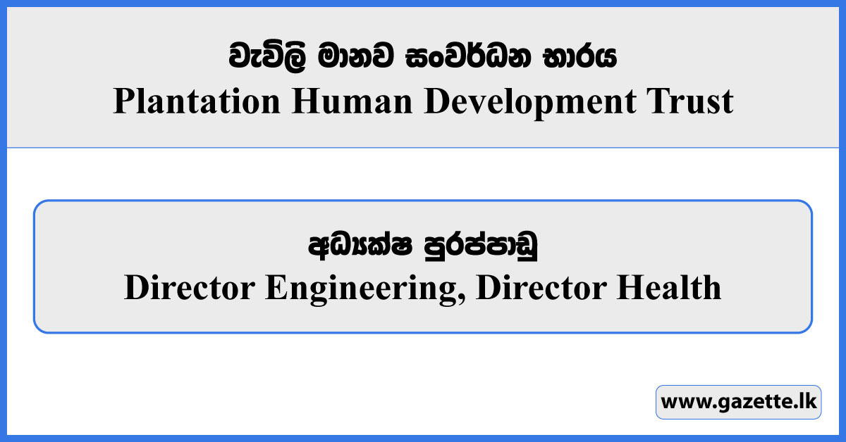 Director Engineering, Director Health - Plantation Human Development Trust Vacancies 2024