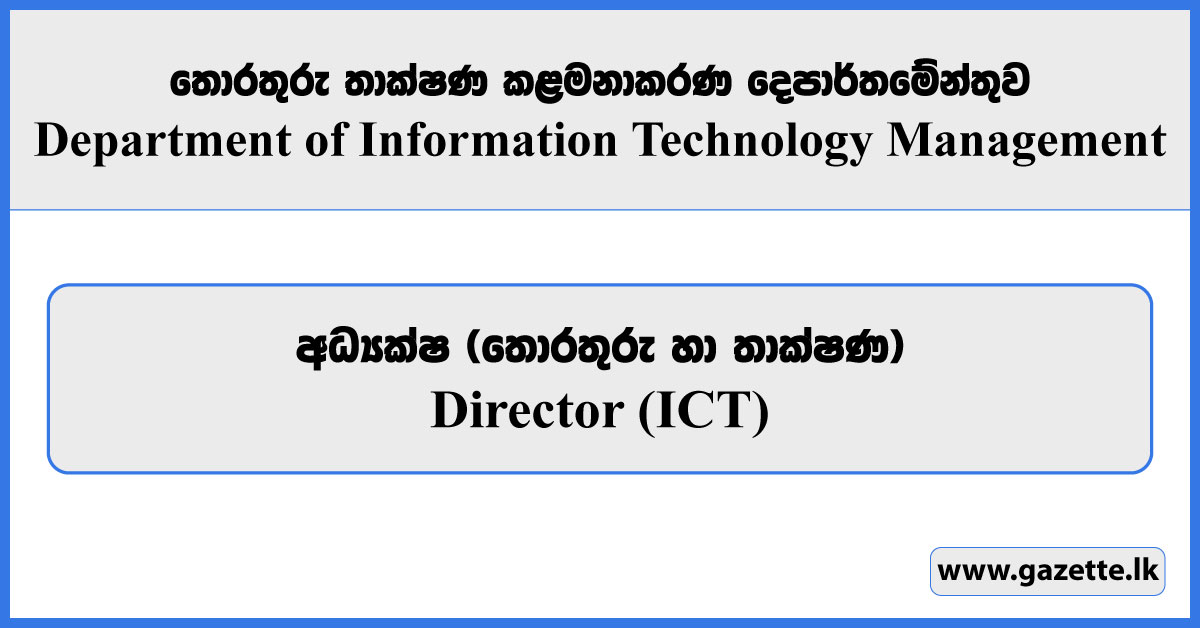 Director (ICT) - Department of Information Technology Management Vacancies 2024