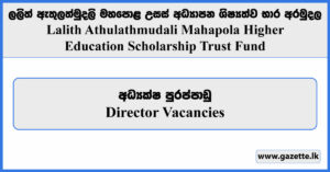 Director - Lalith Athulathmudali Mahapola Higher Education Scholarship Trust Fund Vacancies 2024