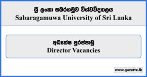 Director - Sabaragamuwa University of Sri Lanka Vacancies 2024