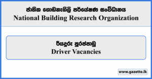 Driver - National Building Research Organization Vacancies 2024